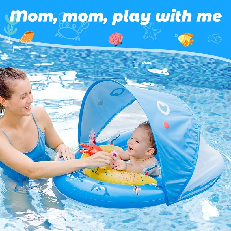 LAYCOL Baby Pool Float with UPF50+ Sun Protection Canopy & Toy Play Console，Infant Baby Float for Pool，Adjustable Safety Seat，Toddler Float for 6-24 Months - Image 4